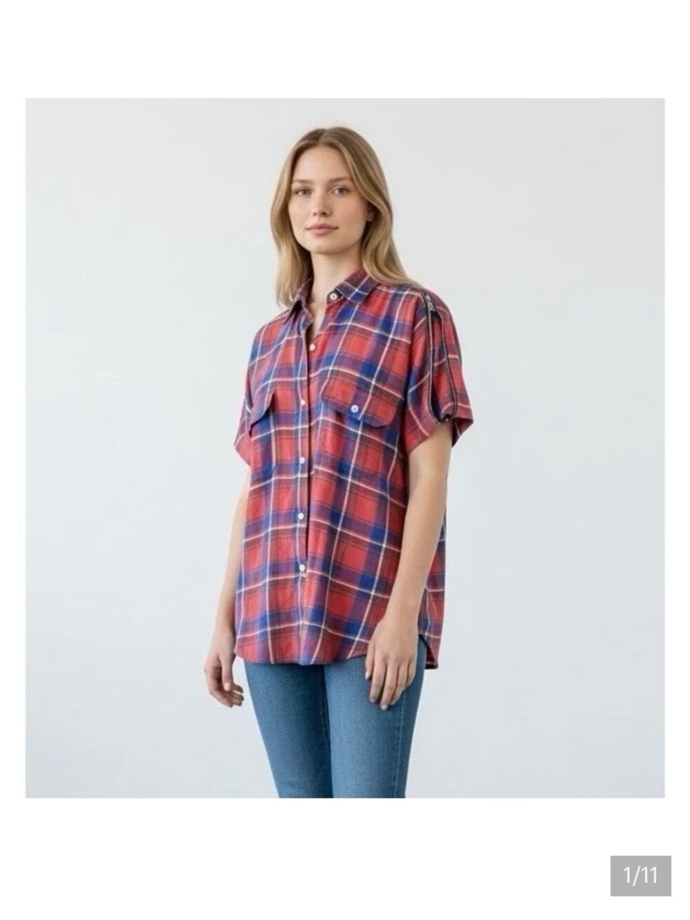 R13 Red Plaid Button up shirt